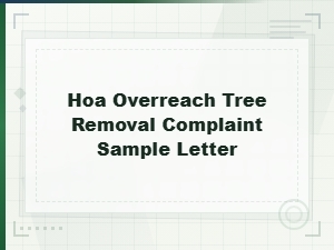 Sample Hoa Complaint Letter for Unfair Tree Removal